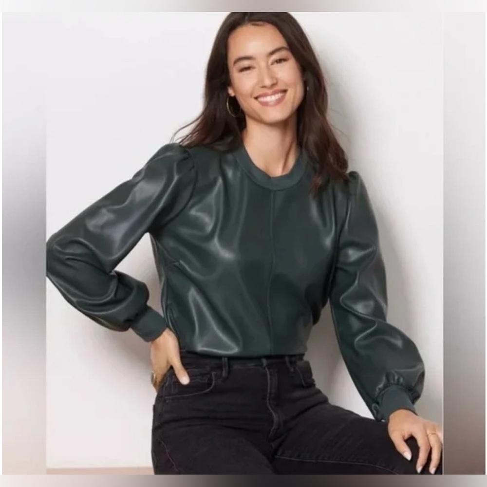 LAmade Dark Green Faux Leather Shirt, Sz XS, Like New